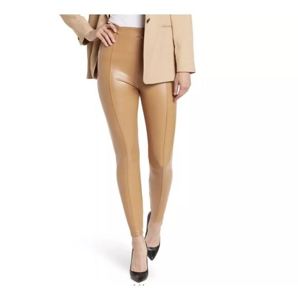 AFRM Pants - AFRM vegan faux leather leggings. Size Med, machine washable tan leggings.